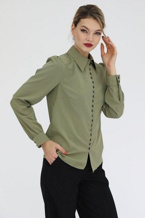 Блузка с навесными петлями, цвет оливковый