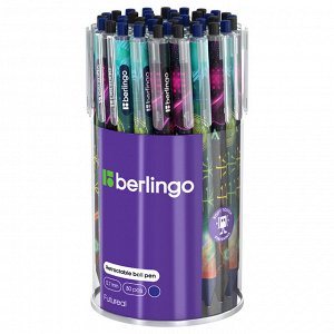 Ручка шариковая автоматическая Berlingo ""Futureal"" синяя, 0,7мм, грип, рисунок на корпусе,soft touch