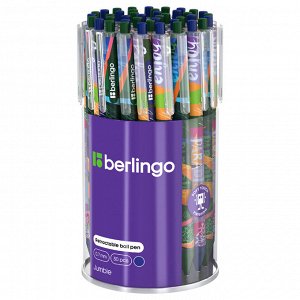 Ручка шариковая автоматическая Berlingo ""Jumble"" синяя, 0,7мм, грип, рисунок на корпусе,soft touch