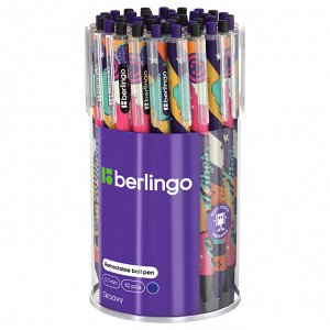 Ручка шариковая автоматическая Berlingo ""Groovy"" синяя, 0,7мм, грип, рисунок на корпусе,soft touch
