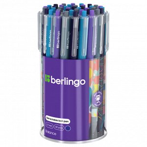 Ручка шариковая автоматическая Berlingo ""Balance"" синяя, 0,7мм, грип, рисунок на корпусе,soft touch,