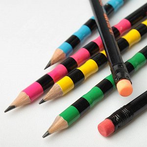 Набор простых карандашей с ластиком, 6 штук в наборе