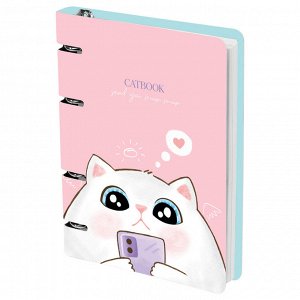 Тетрадь на кольцах А5, 100л., MESHU ""Cat book"", картон, матовая ламинация, выборочный УФ-лак