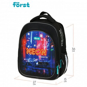 Ранец Först F-LIGHT ""Neon knights"" 37*28*16см, 2 отделения, 2 кармана, анатомическая спинка