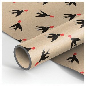 Упаковочная бумага крафт 70*100см, MESHU ""Swallows"", 70г/м2
