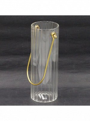 Ваза стекло с металлической ручкой D6.5 х18 см рифленая прозрачная HS-4-12