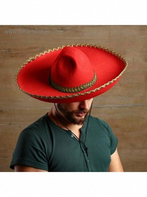Шляпа карнавальная Сомбреро цвет красный