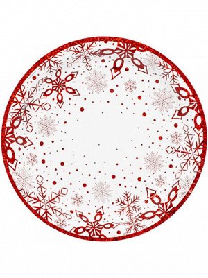 Тарелка бумага Снежные искры 17 см набор 6 шт