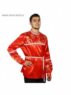 Русская рубаха мужская красная с кокеткой размер 52-54 рост 182 см