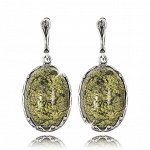 Серьги со змеевиком (посеребрение), Magia di Natura