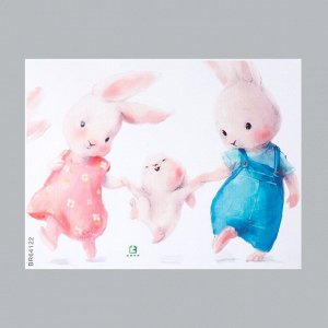 Наклейка пластик интерьерная цветная "Семья зайчат - Папа, мама и малыш" 45х60 см