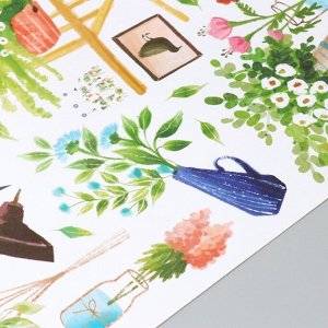Наклейка пластик интерьерная цветная "Домашние цветы" 60х90 см