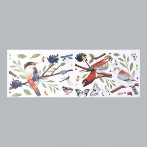Наклейка пластик интерьерная цветная "Птицы на ветвях"  20х30 см