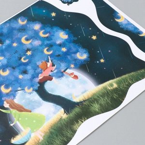 Наклейка пластик интерьерная цветная "Дерево на фоне луны" 30х45 см