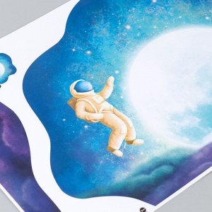 Наклейка пластик интерьерная цветная "Космонавт и Луна" 30х45 см