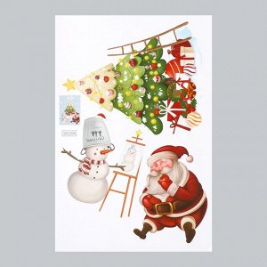Наклейка пластик интерьерная цветная "Дедушка Мороз и снеговик - портрет" 30х45 см