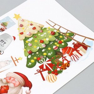 Наклейка пластик интерьерная цветная "Дедушка Мороз и снеговик - портрет" 30х45 см