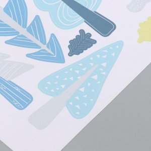 Наклейка пластик интерьерная цветная "Смешанный лес" набор 4 листа 20х30 см