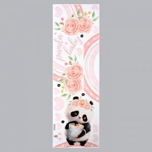Наклейка пластик интерьерная цветная "Панда с чашкой на радуге" 30х90 см