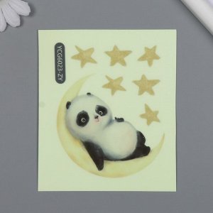 Наклейка пластик светится в темноте на выключатель "Панда на месяце" 10х12 см