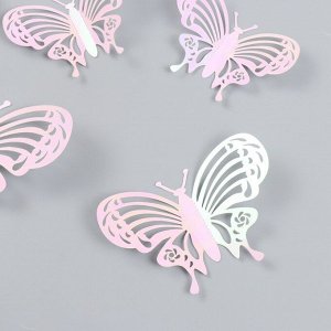 Наклейка PVC "Бабочки, розовый перламутр" набор 12 шт 12 см, 10 см 8 см