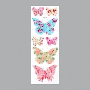 Наклейка пластик интерьерная "Цветочные крылья у бабочек" МИКС 16х49 см