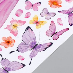Дарим красиво Наклейка пластик интерьерная цветная &quot;Малышка с бабочками&quot; 30х40 см