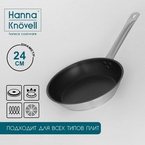 Сковорода из нержавеющей стали Hanna Knövell, d=24 см, h=5,5, толщина стенки 0,6 мм, длина ручки 21,5 см, антипригарное покрытие, индукция