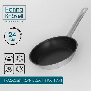 Сковорода Hanna Knövell, d=24 см, h=5.5, толщина стенки 0.6 мм, длина ручки 21.5 см, индукция, антипригарное покрытие, нержавеющая сталь