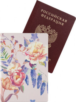 Обложка на паспорт ПВХ slim Нежные цветы 0421