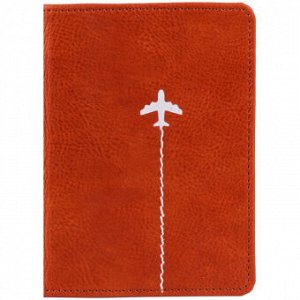 Обложка на паспорт Travel кожзам коричневая тиснение фольгой