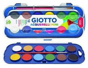 Краски аква 12цв сухие в таблетках Giotto Watercolors мини 23мл 352300