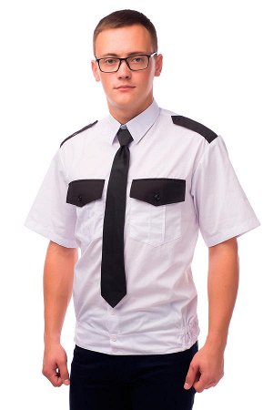 Рубашка охранника БЕЛАЯ с черной отделкой на резинке, с коротким рукавом