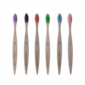 Комплект бамбуковых зубных щёток, с щетиной разных цветов, 6 шт