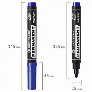 Маркер перманентный CENTROPEN 8566, СИНИЙ, круглый наконечник, 2,5 мм, 5 8566 0106