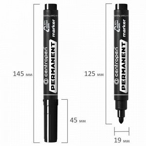 Маркер перманентный CENTROPEN 8566, ЧЕРНЫЙ, круглый наконечник, 2,5 мм, 5 8566 0112