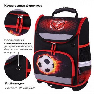 Ранец ЮНЛАНДИЯ WISE, 1 отделение, 3 кармана, устойчивое дно, "Football camp", 37x29х15 см, 271400