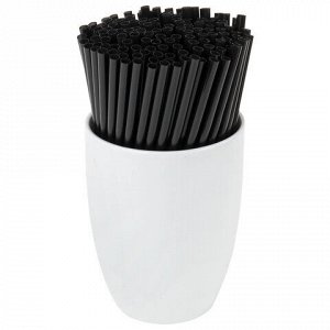 Трубочки для коктейлей прямые, пластиковые, 5 х 125 мм, черные, КОМПЛЕКТ 400 штук, LAIMA, 608353