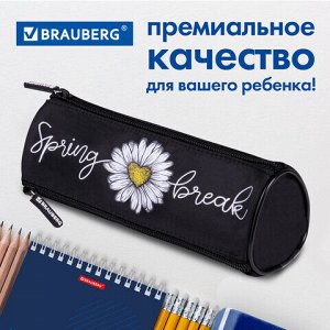 Пенал BRAUBERG, 3 отделения, нейлон, 21х7х7 см, "Spring", 270840