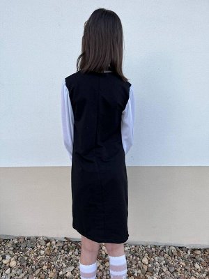 Школьное синее платье для девочки с креп-шифоном Цвет: чёрный