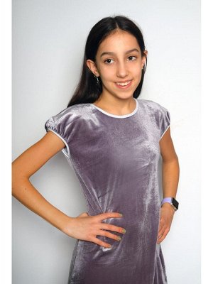 Нарядное бархатное платье для девочки серого цвета Цвет: серый