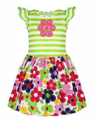 Платье для девочки в полоску Цвет: салатовый