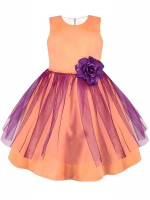 Нарядное персиковое платье для девочки Цвет: персиковый