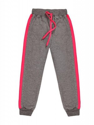 Серые спортивные брюки для девочки с яркими лампасами Цвет: серый