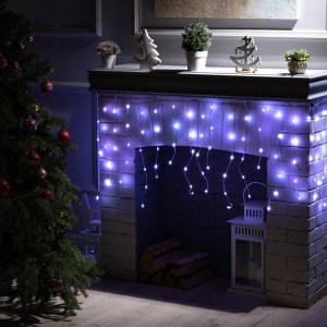 Умная гирлянда «Бахрома» 2 x 0.4 м роса, IP20, серебристая нить, 99 LED, пульт ДУ, приложение, свечение RGB, USB