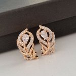 Серьги ювелирная бижутерия коллекция &quot;Дубай&quot; позолота, цвет камня: белый,37148, арт.947.294