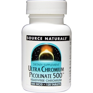 Source Naturals, Ультра пиколинат хрома, 500 мкг, 120 таб