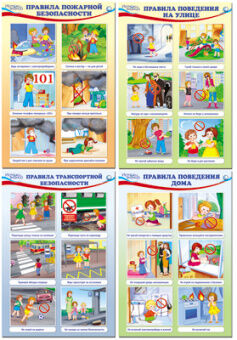 Плакат комплект мини Правила пожарной безопасности для детей 4 листа с текстом А4 8449