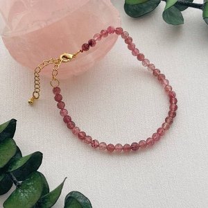 Браслет из Клубничного кварца огранка