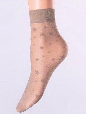 Giulia Тонкие фантазийные носки с оплетенным эластаном, плотностью 20 ден, с усиленным мыском и комфортной резинкой, по всей длине тканый узор "звездочки".Полиамид 90%, Эластан 10%